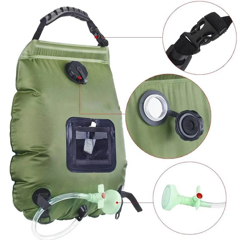 (image for) 20L Large Capacity Water Bags Outdoor Camping Shower Bag Solar Power Heating Portable Folding Hiking Climbing Bath Equipment